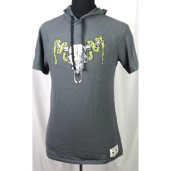 Under Armour Project Rock Short Sleeved Hoodie Gray T-Shirt Men's Small - Picture 1 of 8